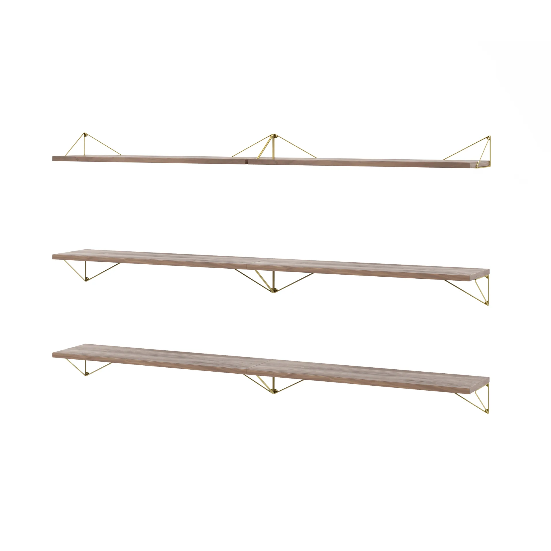 Pythagoras Bundle B shelving system walnut-brass,  Maze