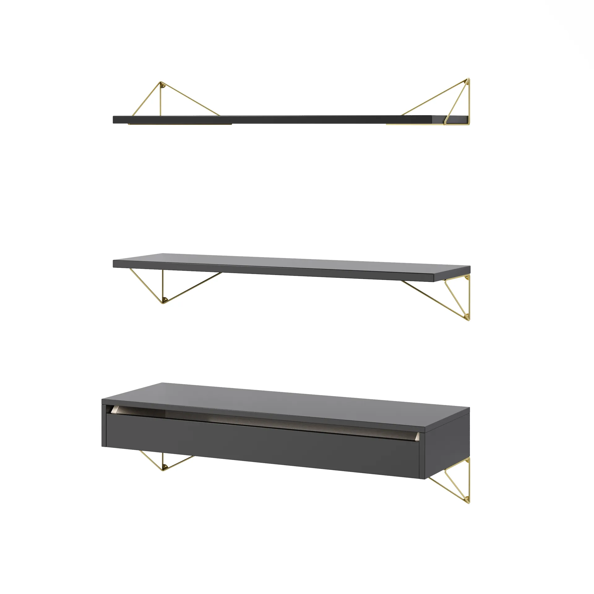 Pythagoras Bundle C shelving system black-brass Maze