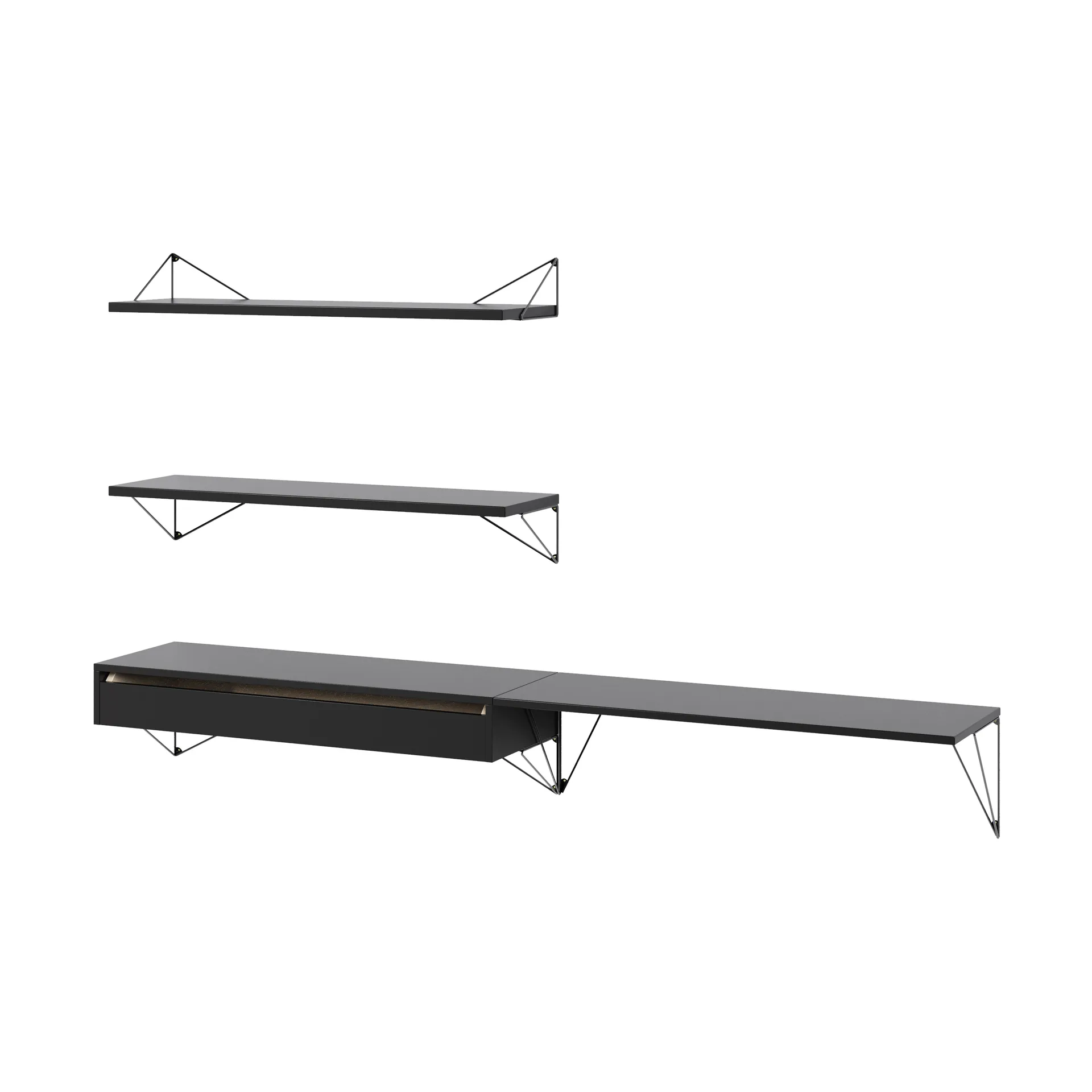 Pythagoras Bundle D shelving system black-black,  Maze