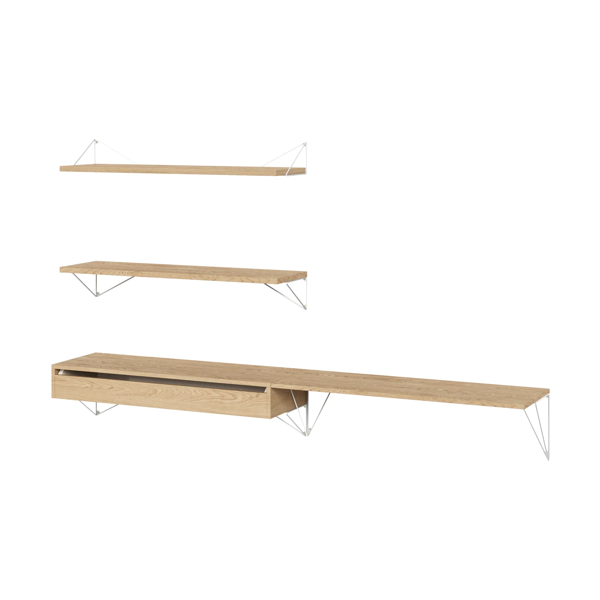 Pythagoras Bundle D shelving system oak-white Maze