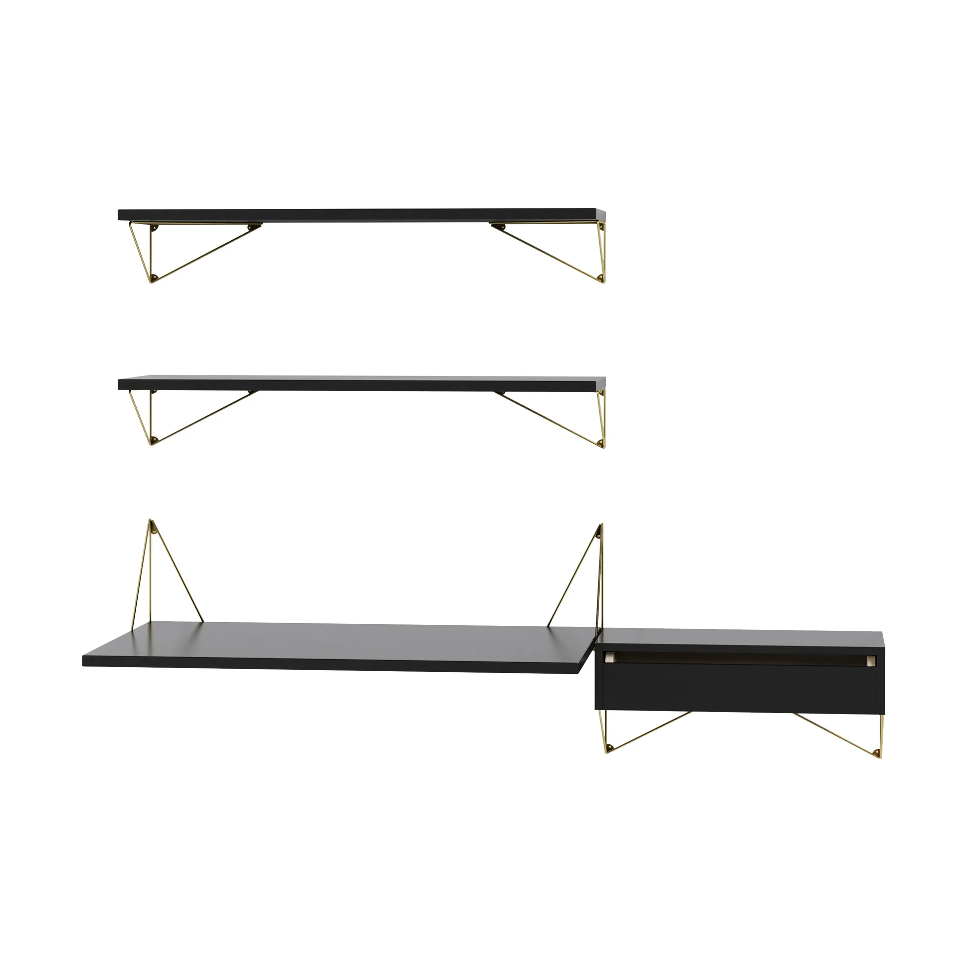 Pythagoras Bundle E shelving system black-brass Maze