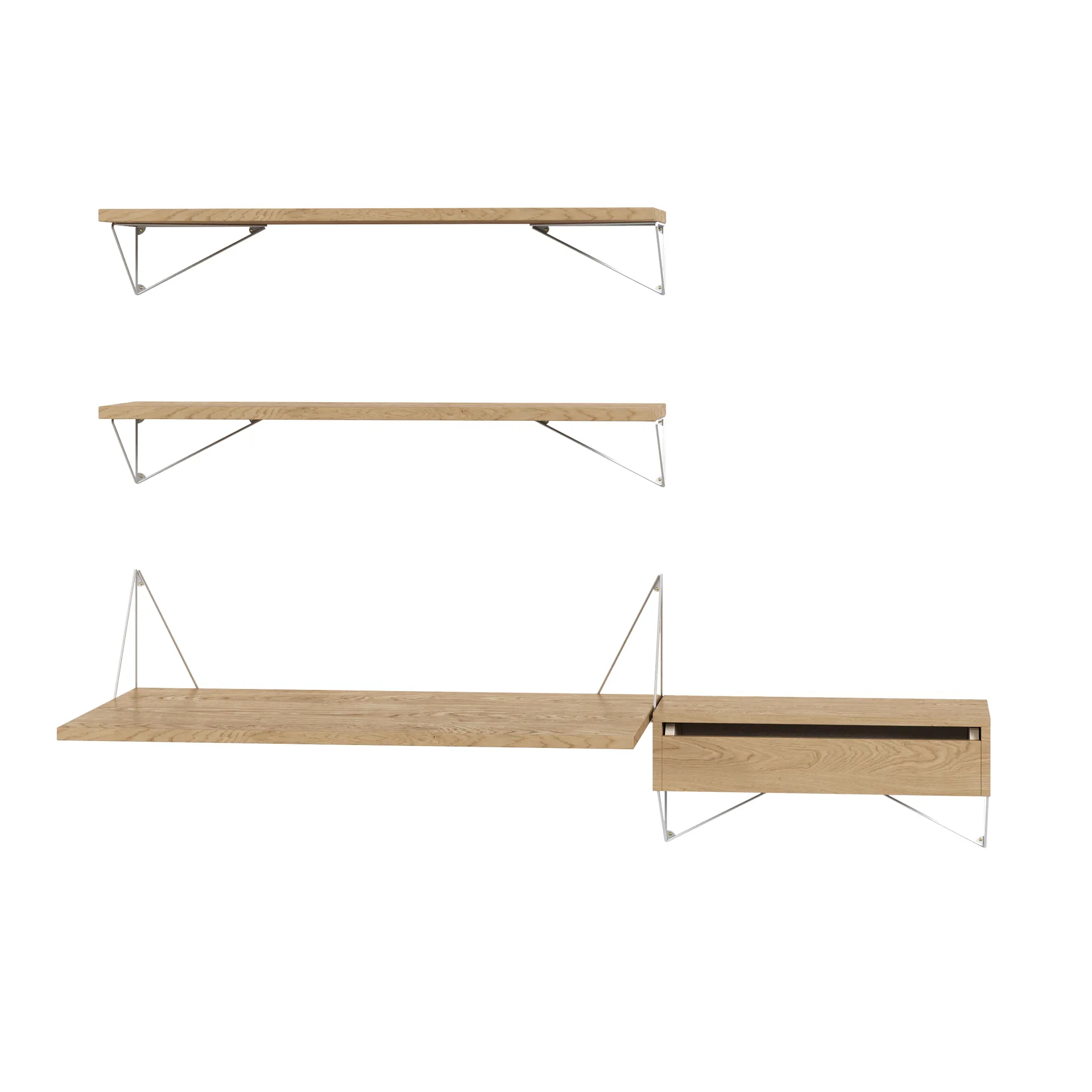 Pythagoras Bundle E shelving system oak-white,  Maze