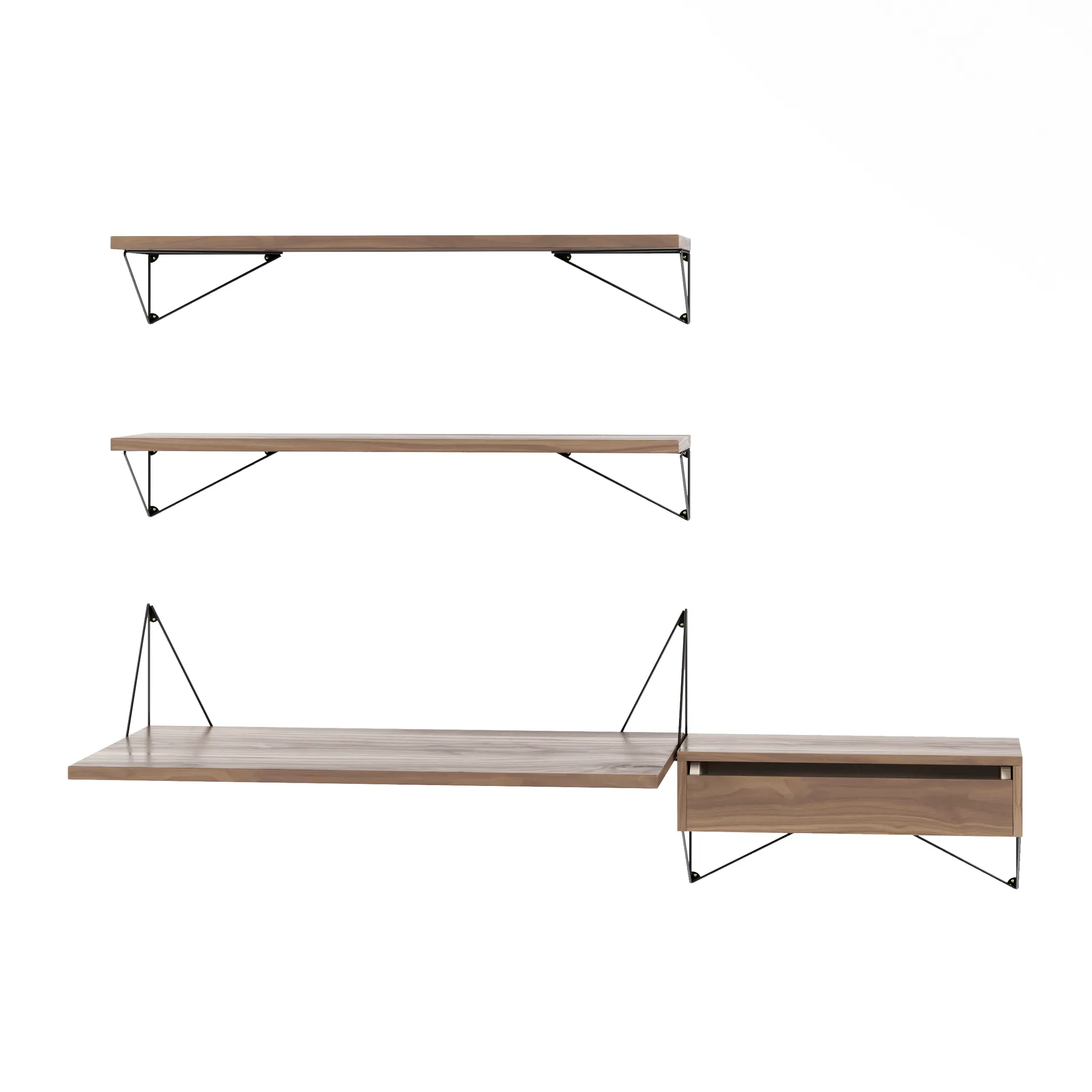 Pythagoras Bundle E shelving system walnut-black Maze