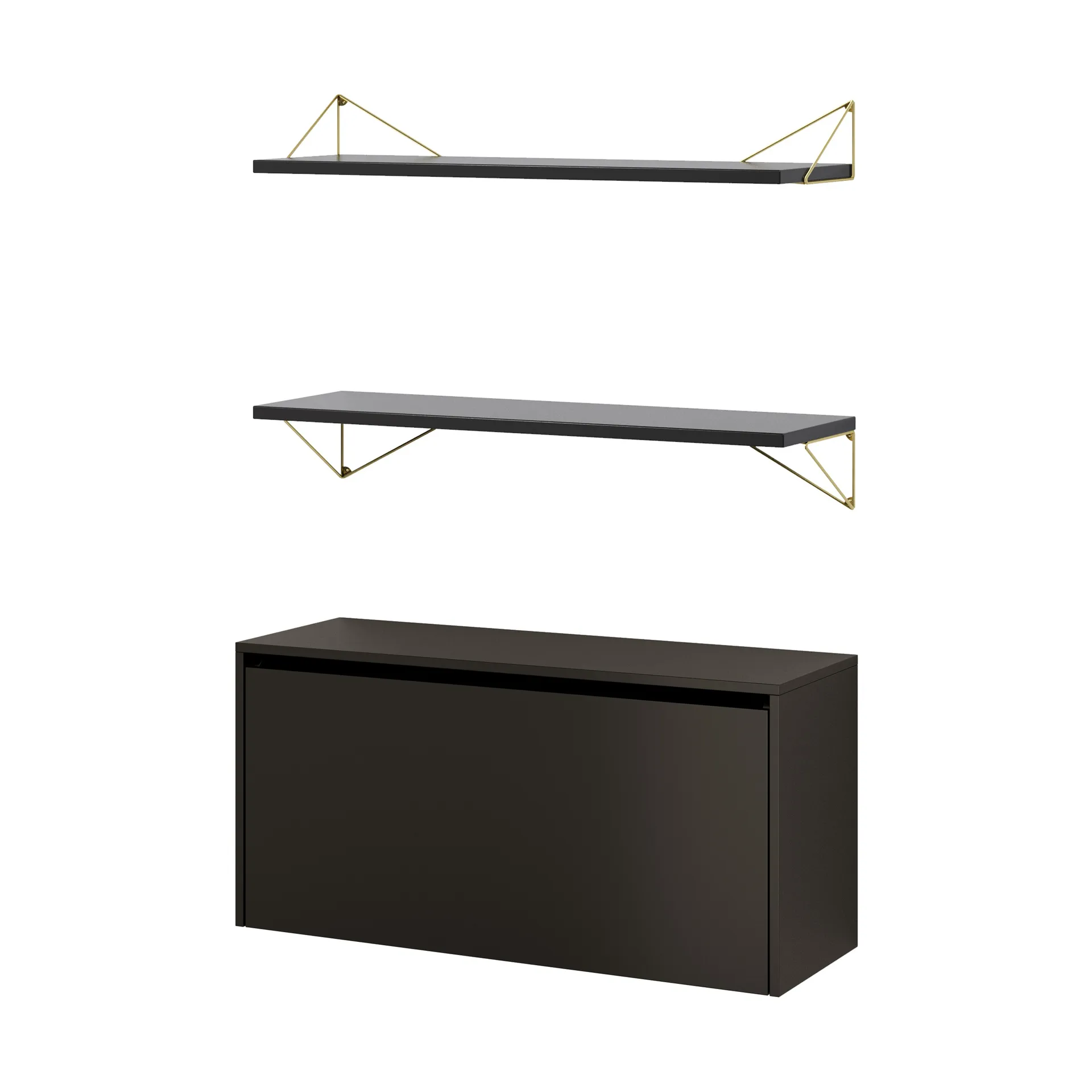 Pythagoras Bundle F shelving system black-brass,  Maze