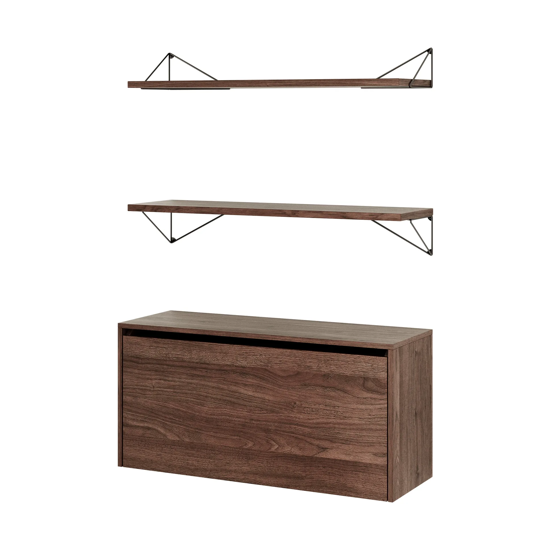 Pythagoras Bundle F shelving system walnut-black Maze