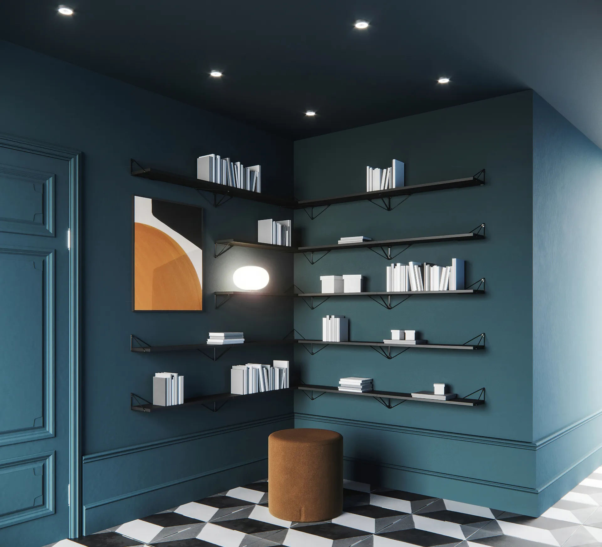 Pythagoras shelf, black Maze