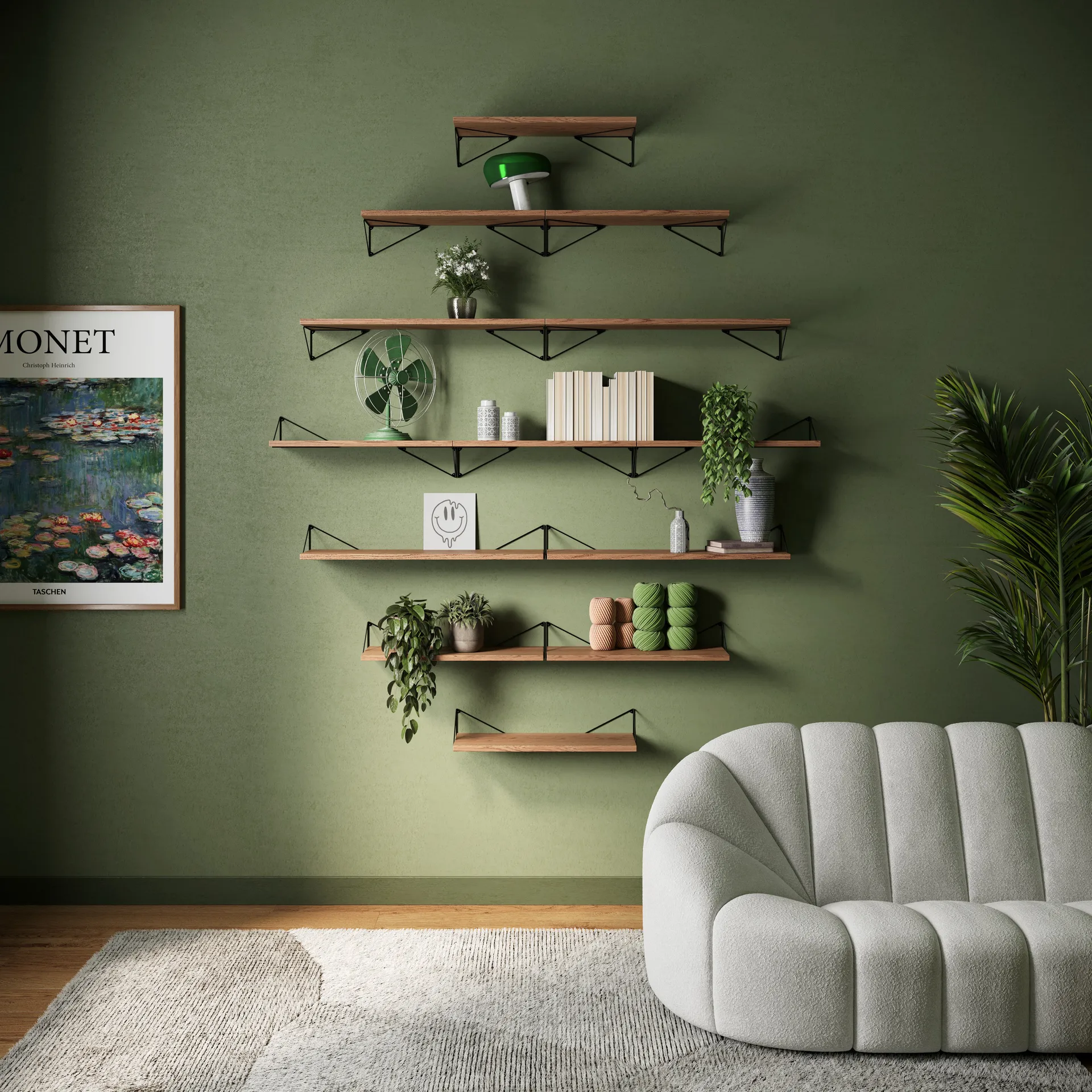Pythagoras shelf, walnut Maze