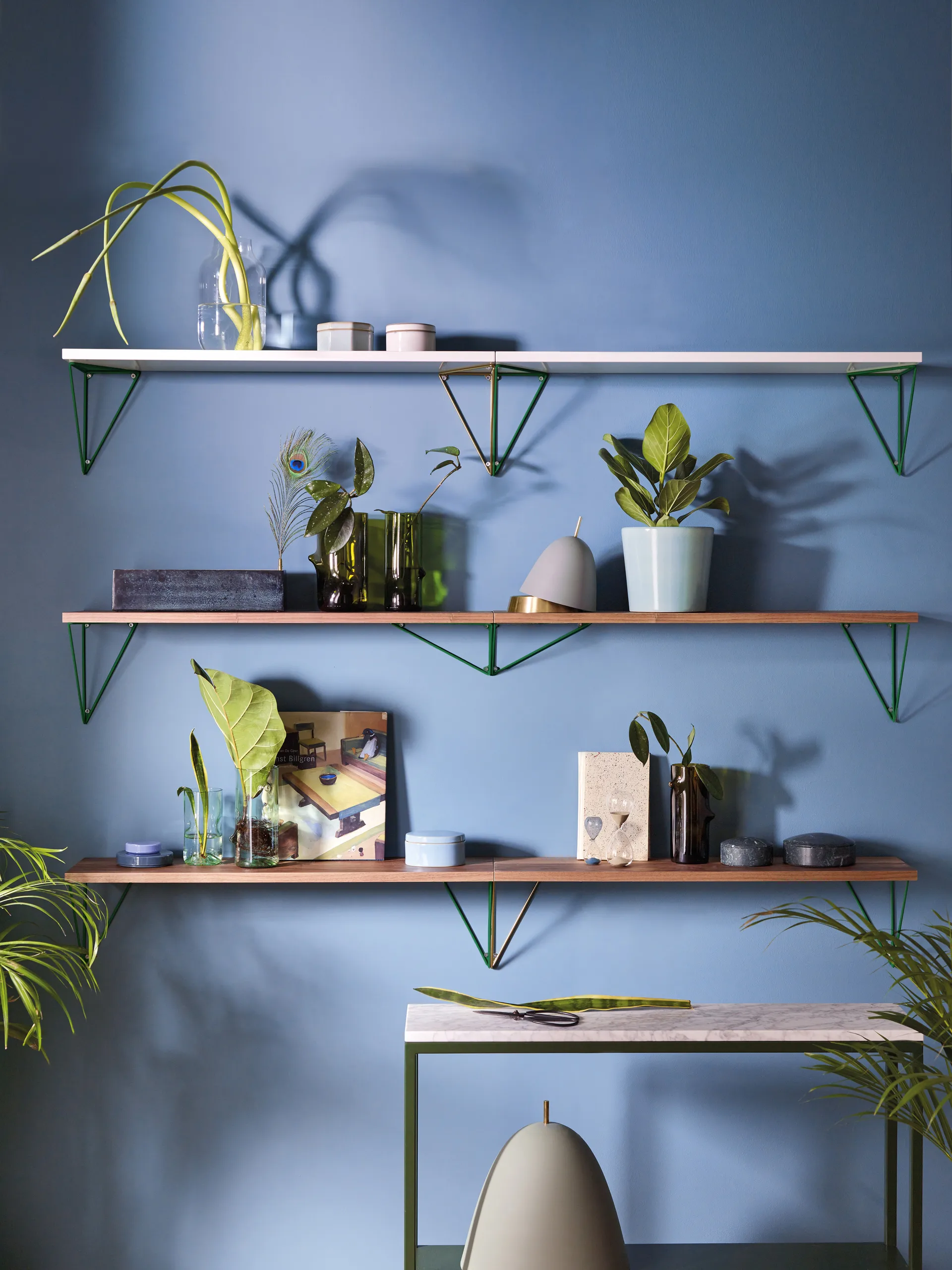 Pythagoras shelf, walnut Maze