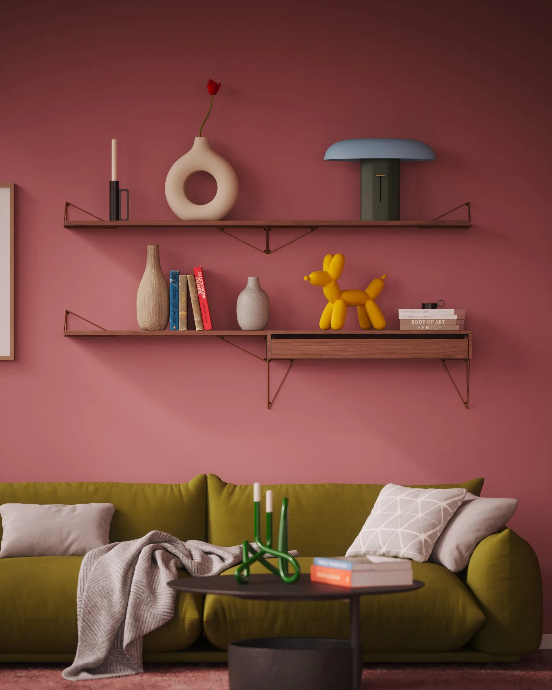 Pythagoras shelf, walnut Maze