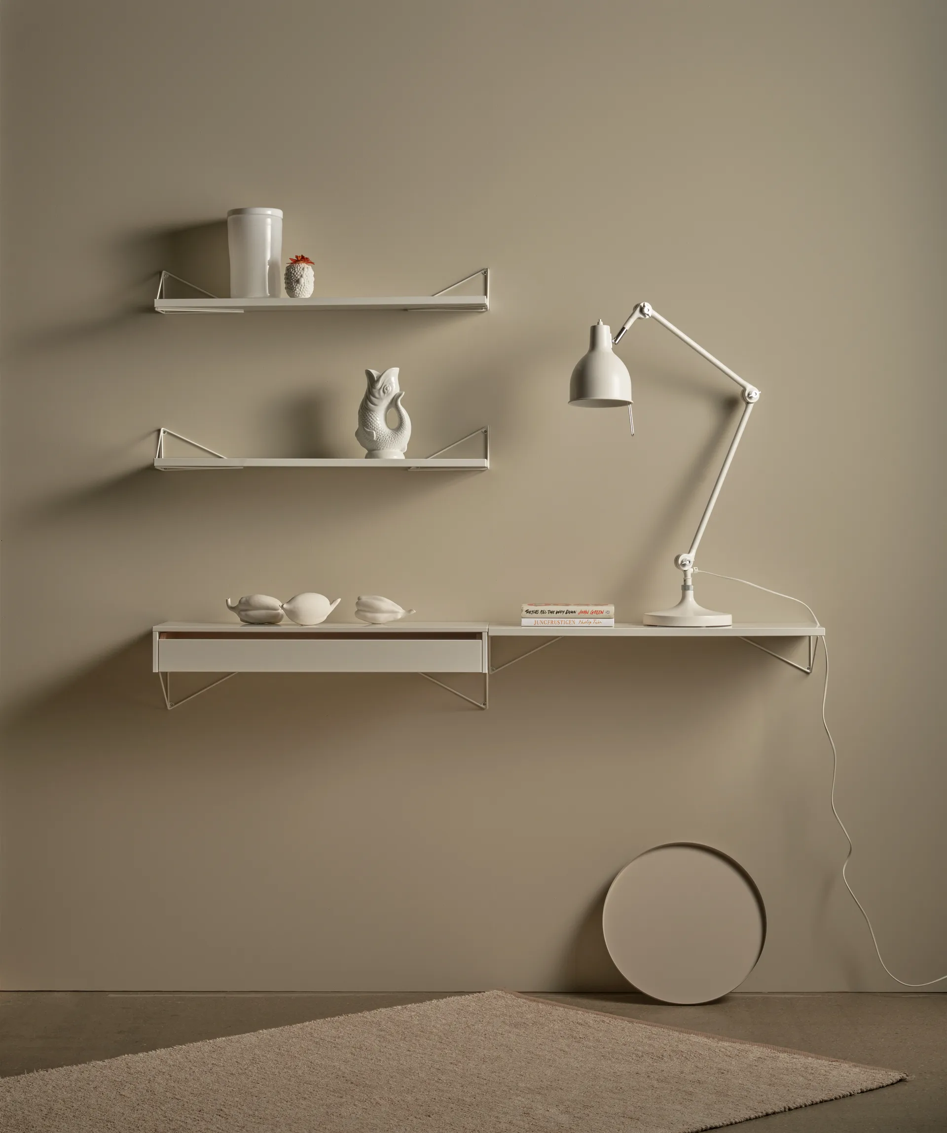 Pythagoras shelf, White, 20x80 cm,  Maze