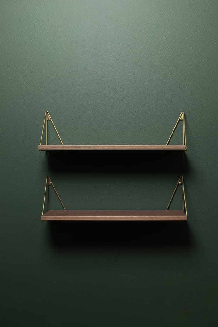 Pythagoras XS shelf, Walnut-brass Maze