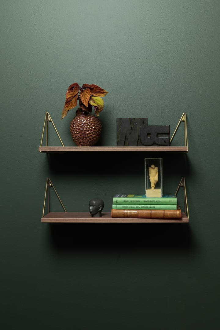 Pythagoras XS shelf, Walnut-brass Maze
