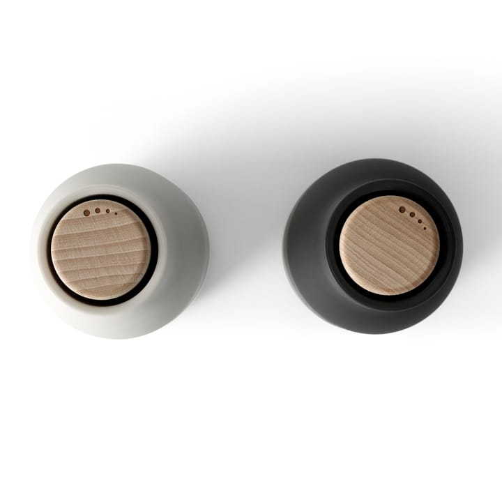 Bottle Grinder spice mill 2-pack - ash-carbon (beech-wood lid) - MENU