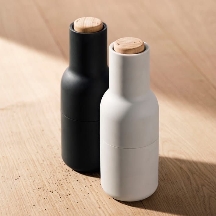 Bottle Grinder spice mill 2-pack - ash-carbon (beech-wood lid) - MENU