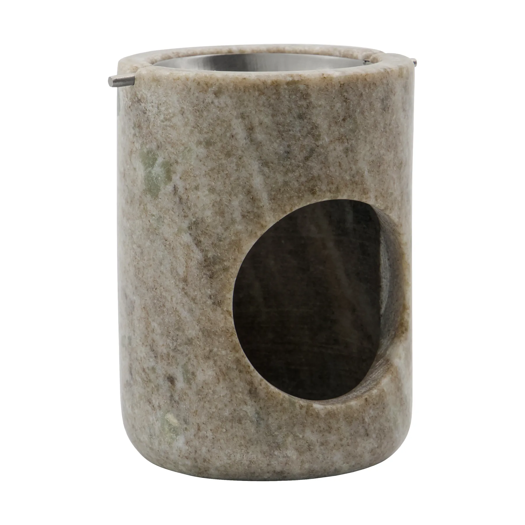 Marble oil burner, Beige, silver finish Meraki