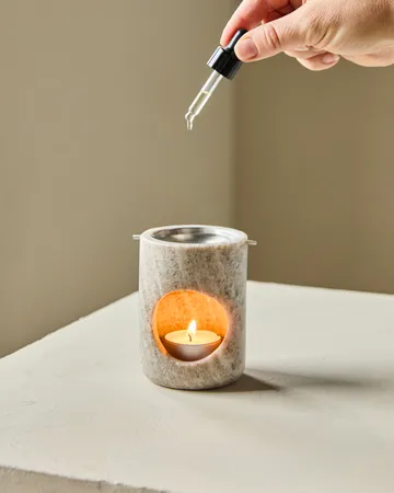 Marble oil burner - Beige, silver finish - Meraki