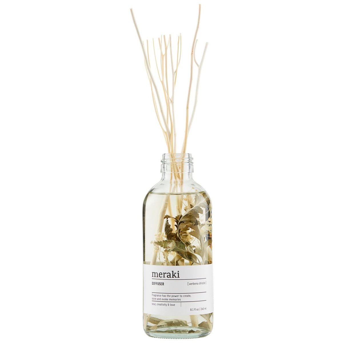 Meraki diffuser 240 ml Verbena drizzle | Scandinavian Design | Scented candles & diffusers | Transparent