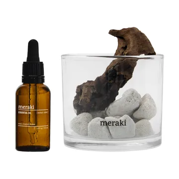 Meraki diffuser lava stone and wood incl. oil - Herbal calm, White - Meraki