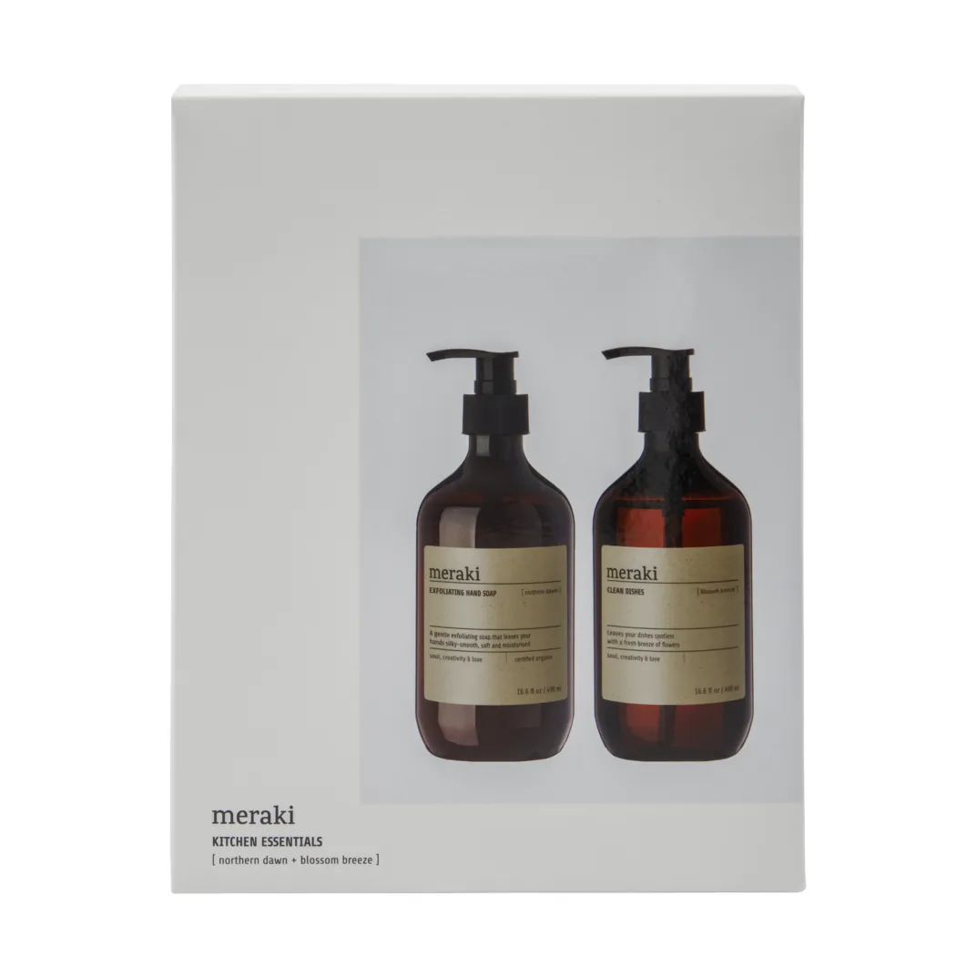 Meraki gift set hand soap and dish soap, Exfoliating Northern star, Blossom breeze Meraki