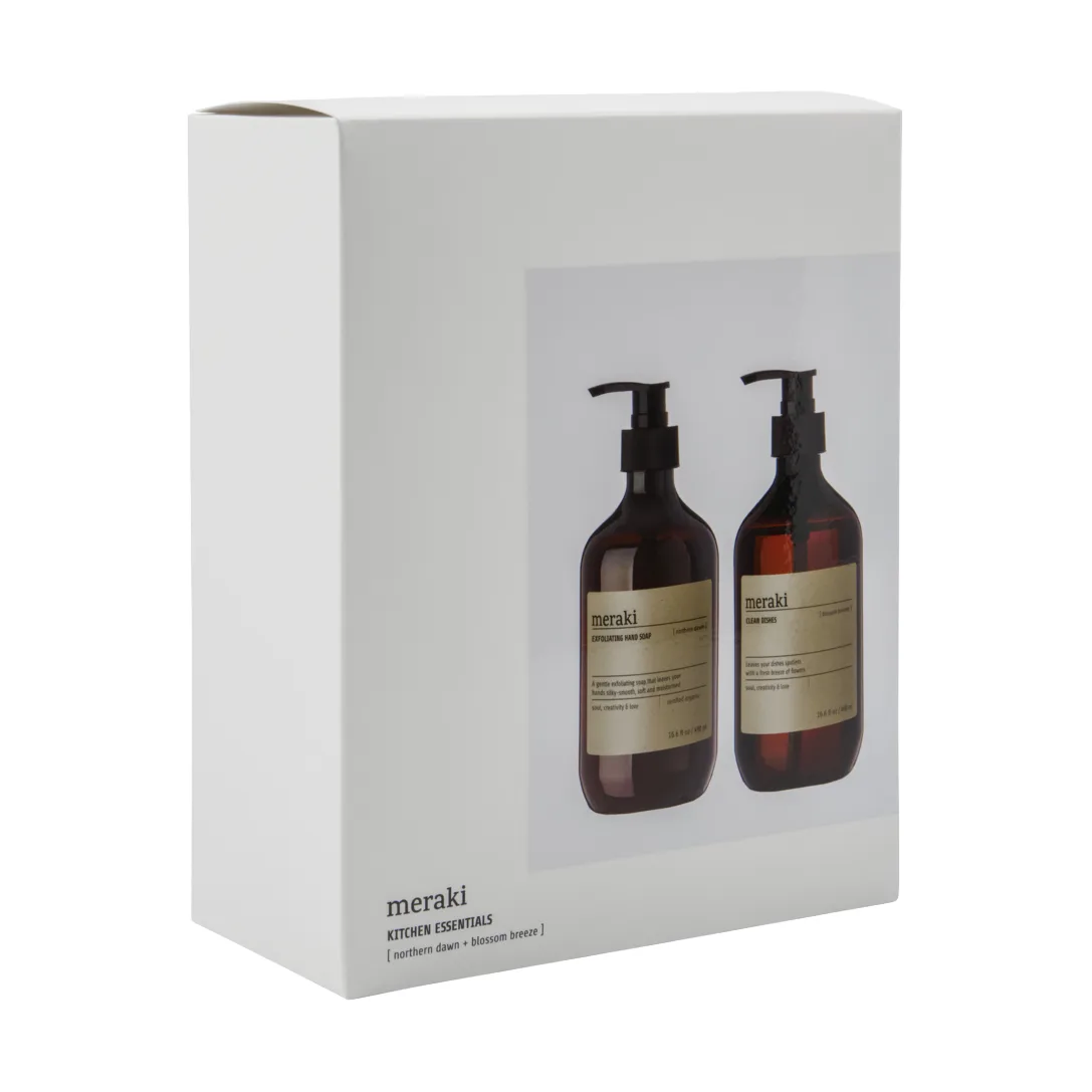 Meraki gift set hand soap and dish soap, Exfoliating Northern star, Blossom breeze Meraki