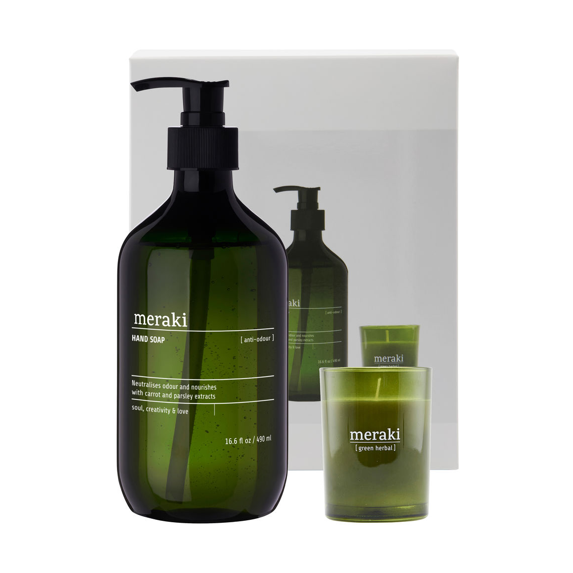 Meraki Meraki gift set hand soap and scented candle Anti-odor green herbal