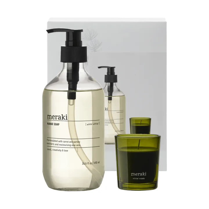 Meraki gift set hand soap and scented candle - Winter whisp, winter woods - Meraki