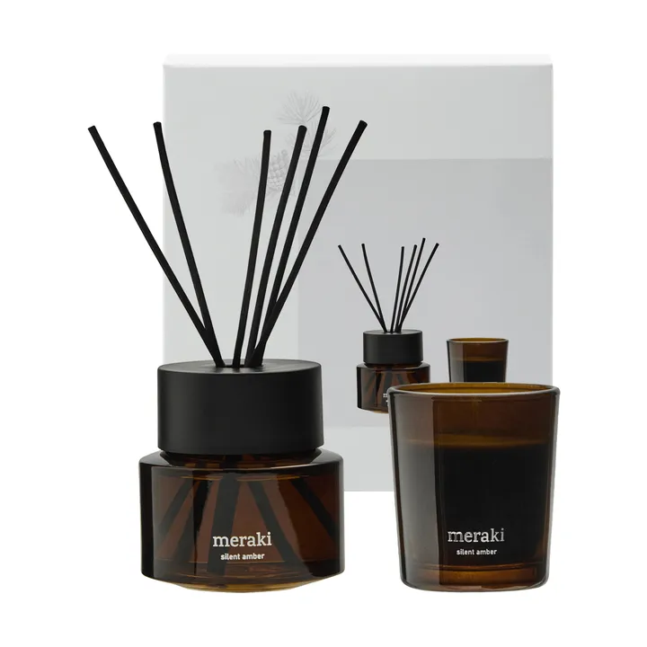 Meraki gift set reed diffuser and scented candle - Silent amber - Meraki