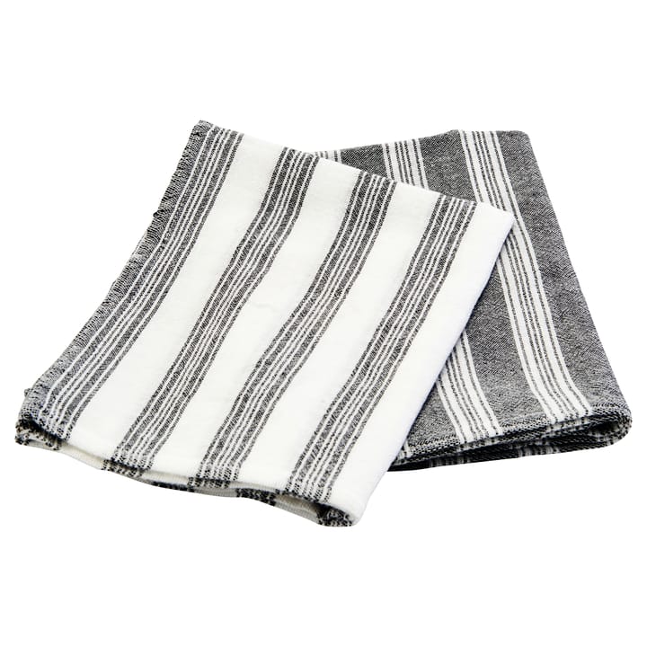 Meraki kitchen towel Hammam 2-pack - black white - Meraki