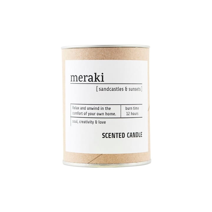 Meraki scented candle brown glass 12 hours, sandcastles & sunsets Meraki