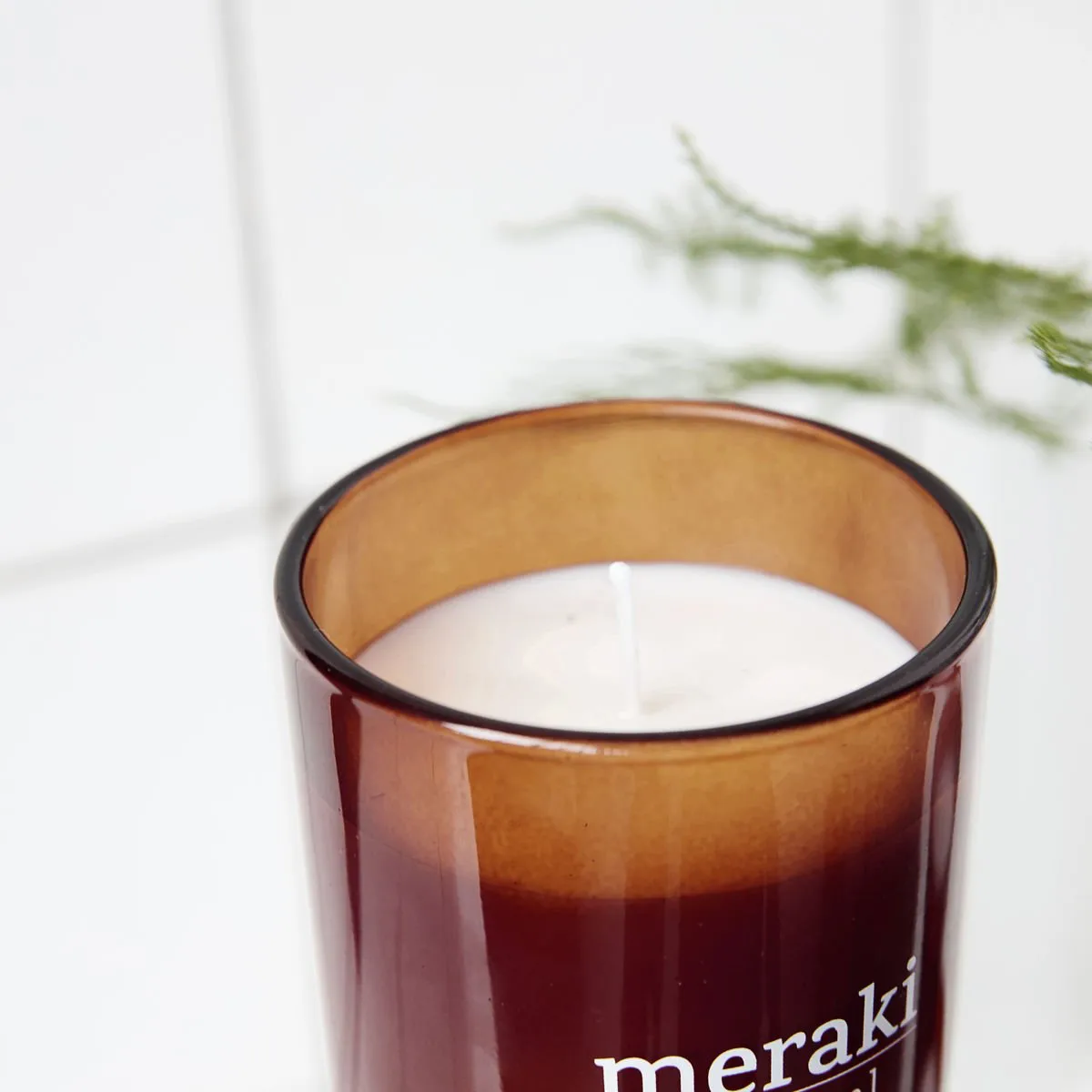 Meraki scented candle brown glass 12 hours, scandinavian garden Meraki