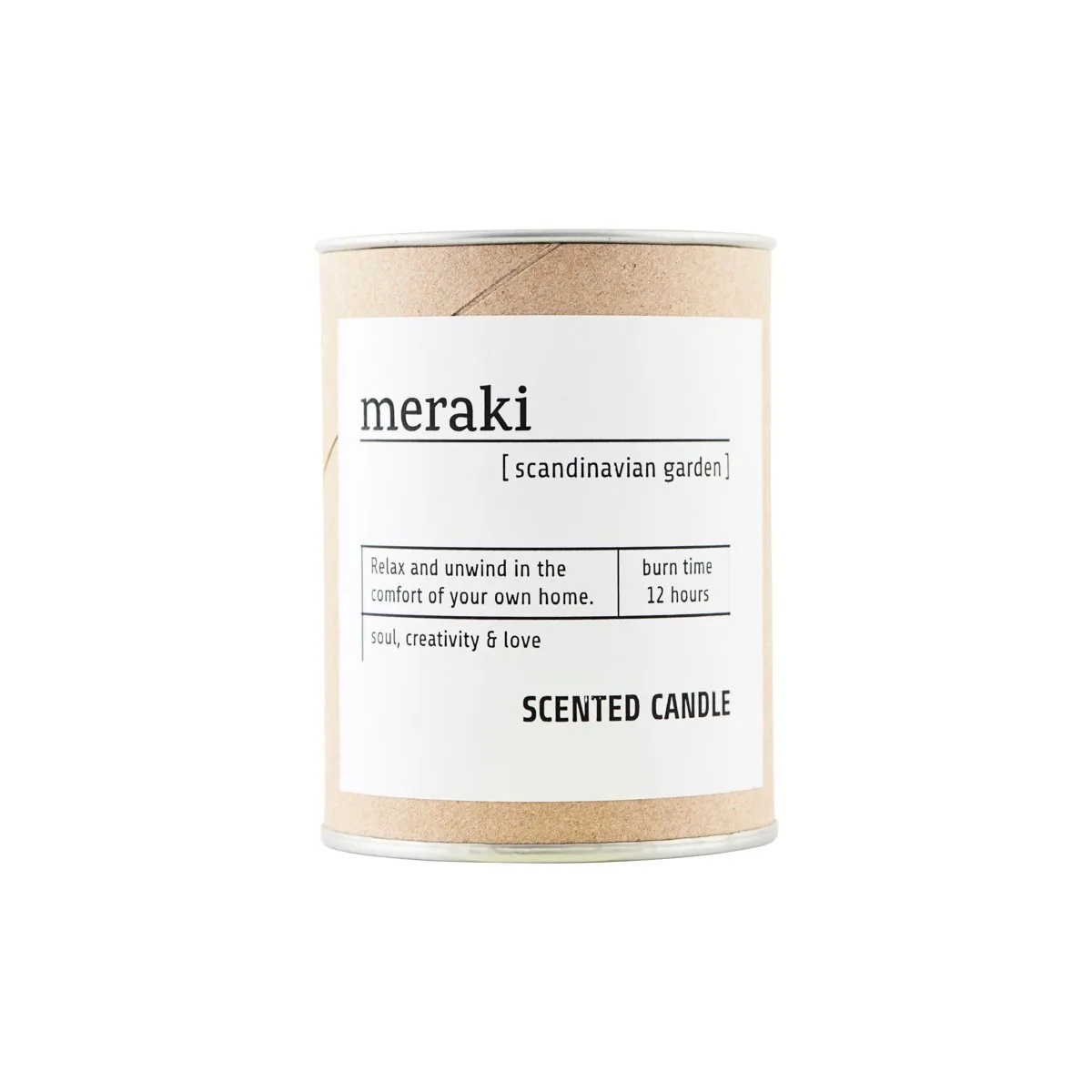 Meraki scented candle brown glass 12 hours, scandinavian garden Meraki