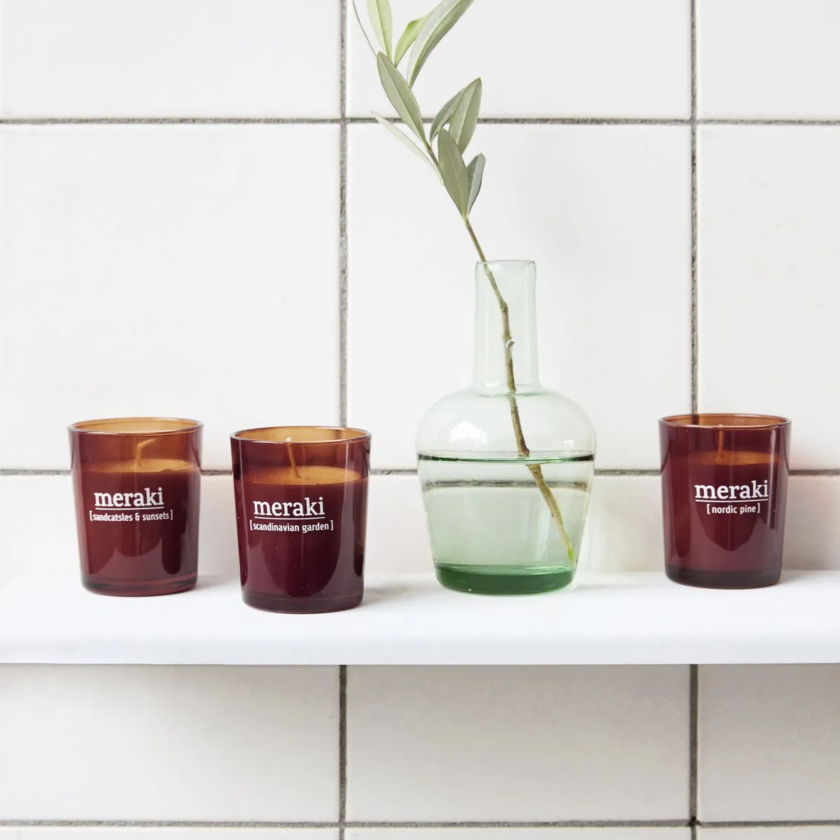 Meraki scented candle brown glass 12 hours, scandinavian garden Meraki