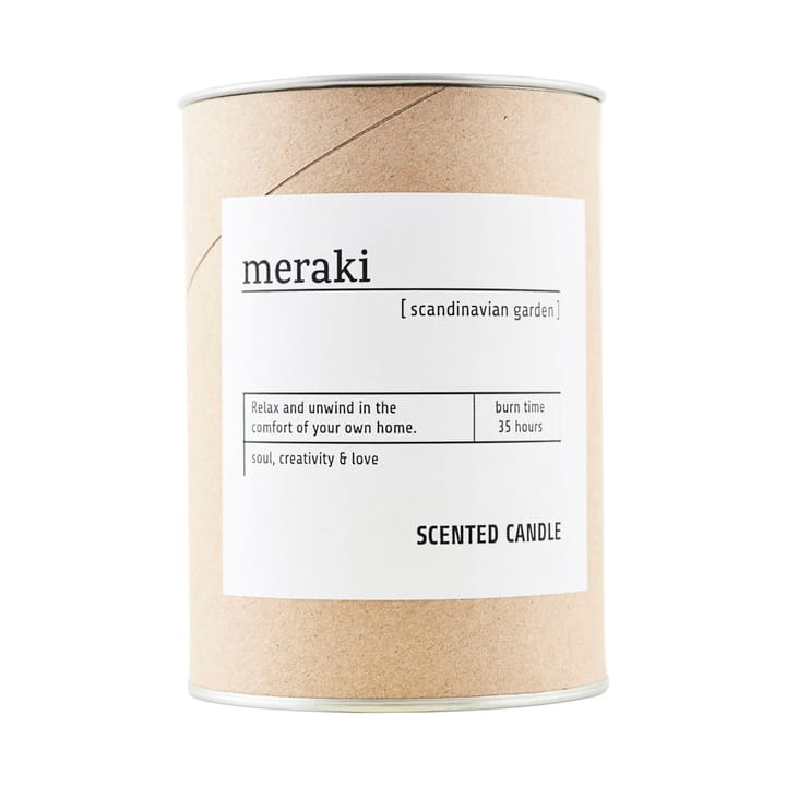 Meraki scented candle brown glass 35 hours, scandinavian garden Meraki