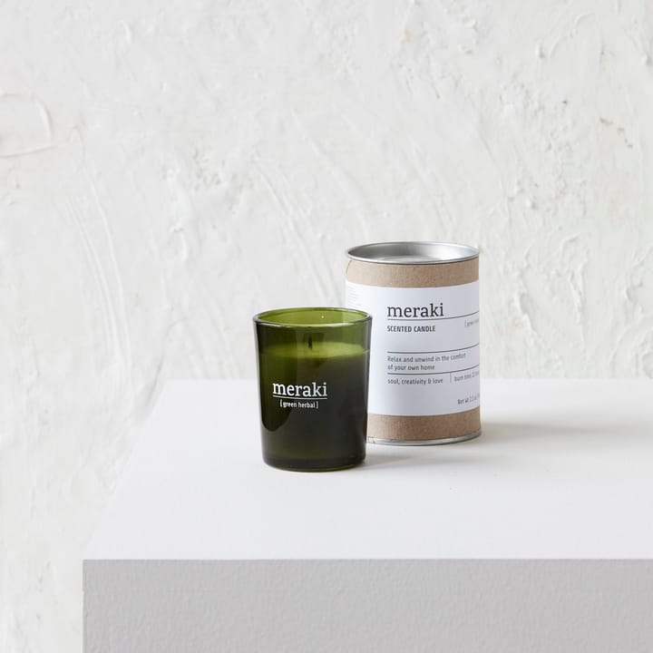 Meraki scented candle green glass 12 hours - green herbal - Meraki