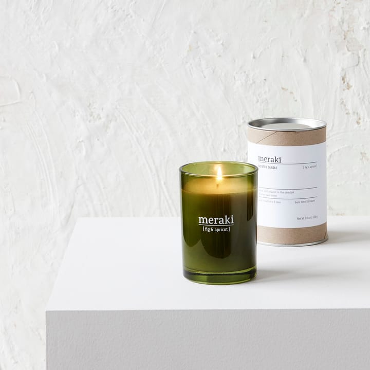 Meraki scented candle green glass 35 timmar - fig-apricot - Meraki