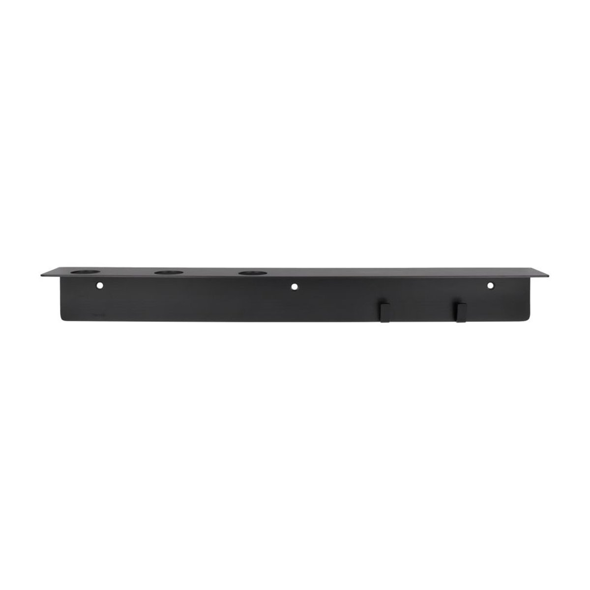 Meraki shelf with bottle hanger and hook Brushed black finish