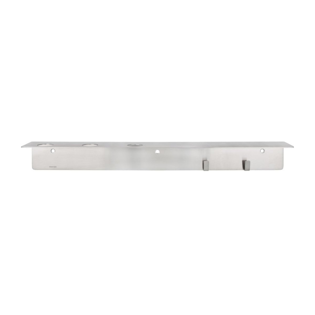 Meraki shelf with bottle hanger and hook Brushed steel