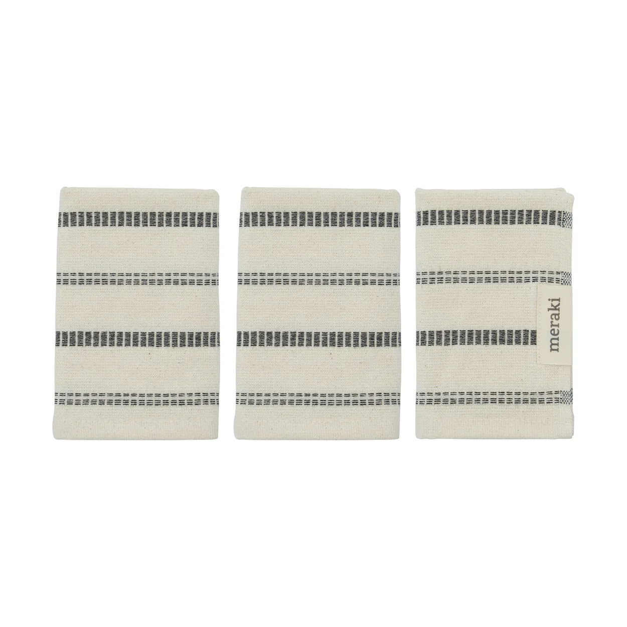 Meraki True washcloth 3 pieces Off-White-black | Scandinavian Design | Hand towels | White