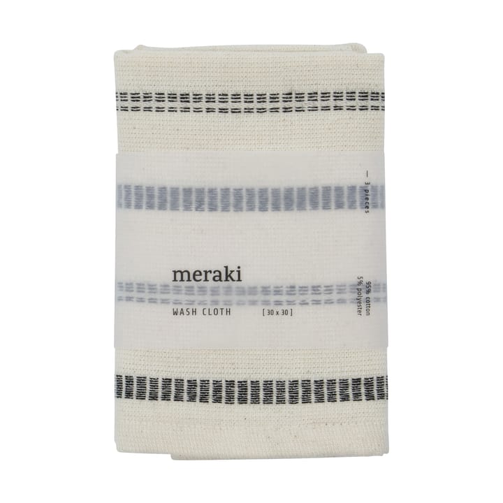 True washcloth 3 pieces, Off-White-black Meraki