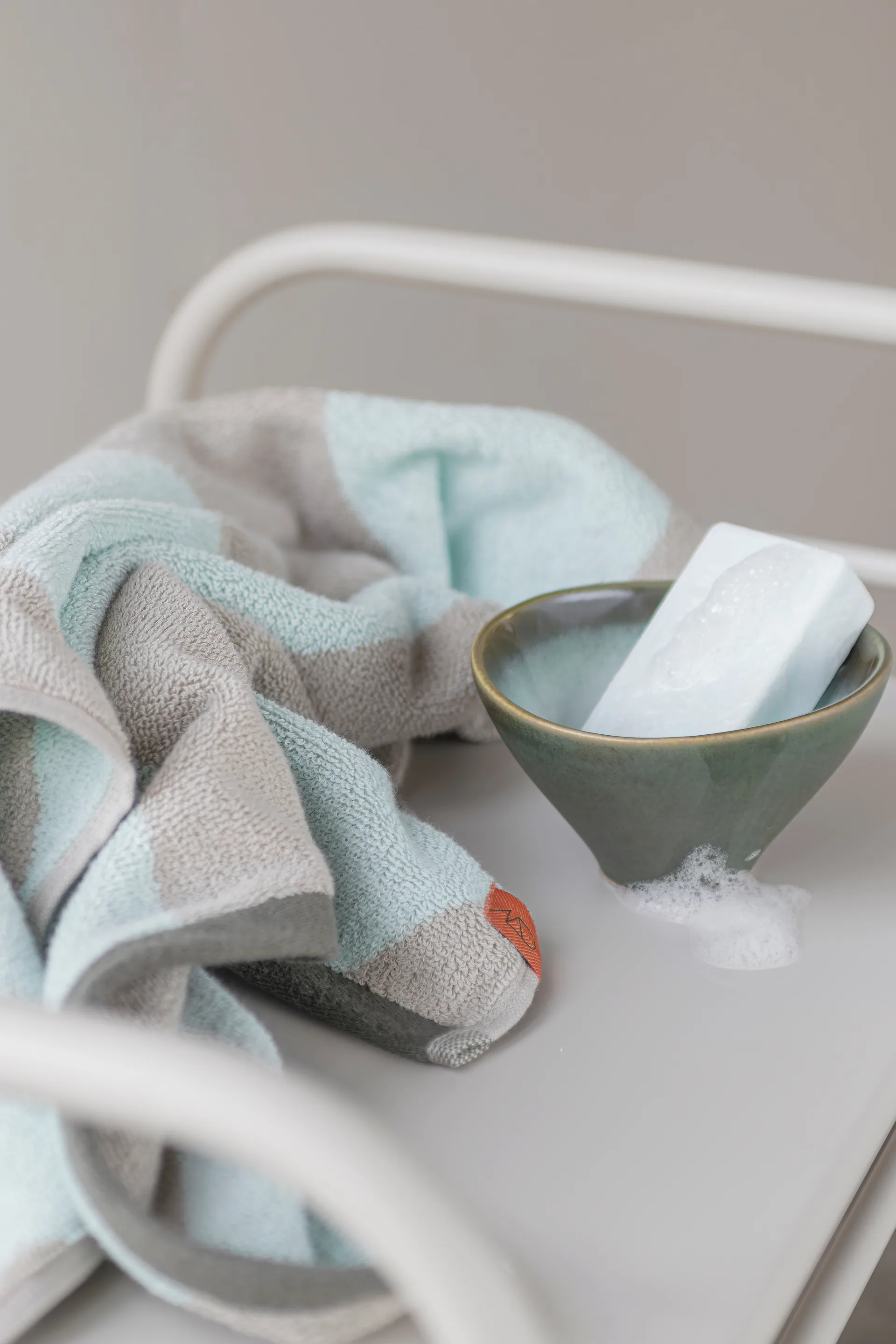 Diagonal guest towel 40x55 cm 2-pack, Mint Mette Ditmer