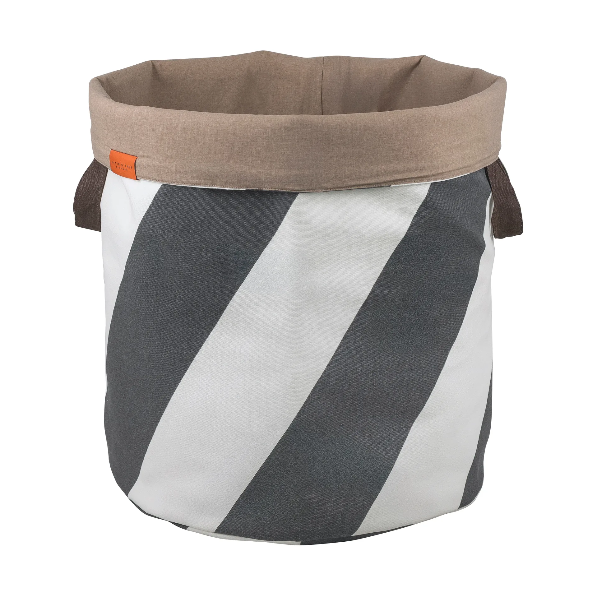 Diagonal laundry basket Ø40x50 cm, Dark grey-off-white Mette Ditmer