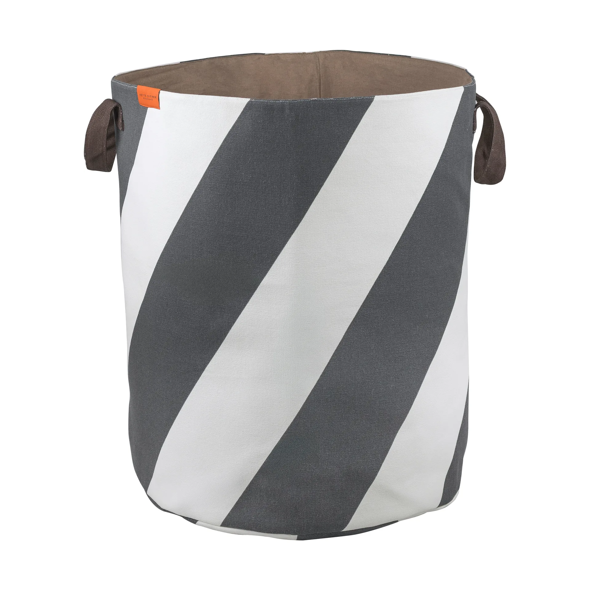 Diagonal laundry basket Ø40x50 cm, Dark grey-off-white Mette Ditmer