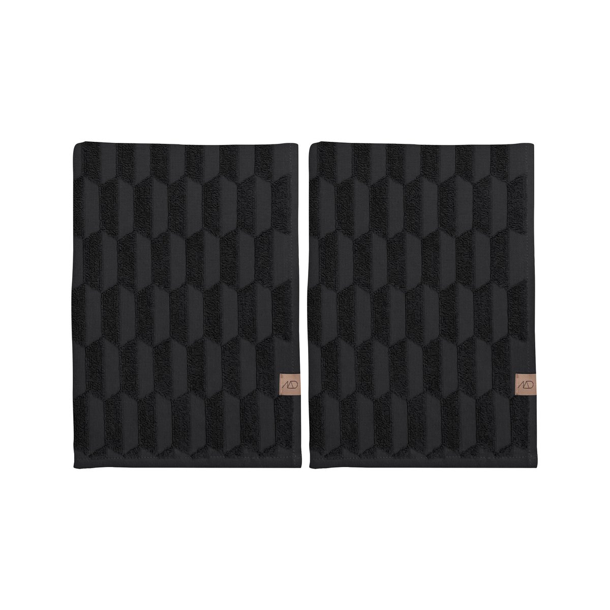 Mette Ditmer Geo guest towel 2-pack Black | Scandinavian Design | Hand towels | Black