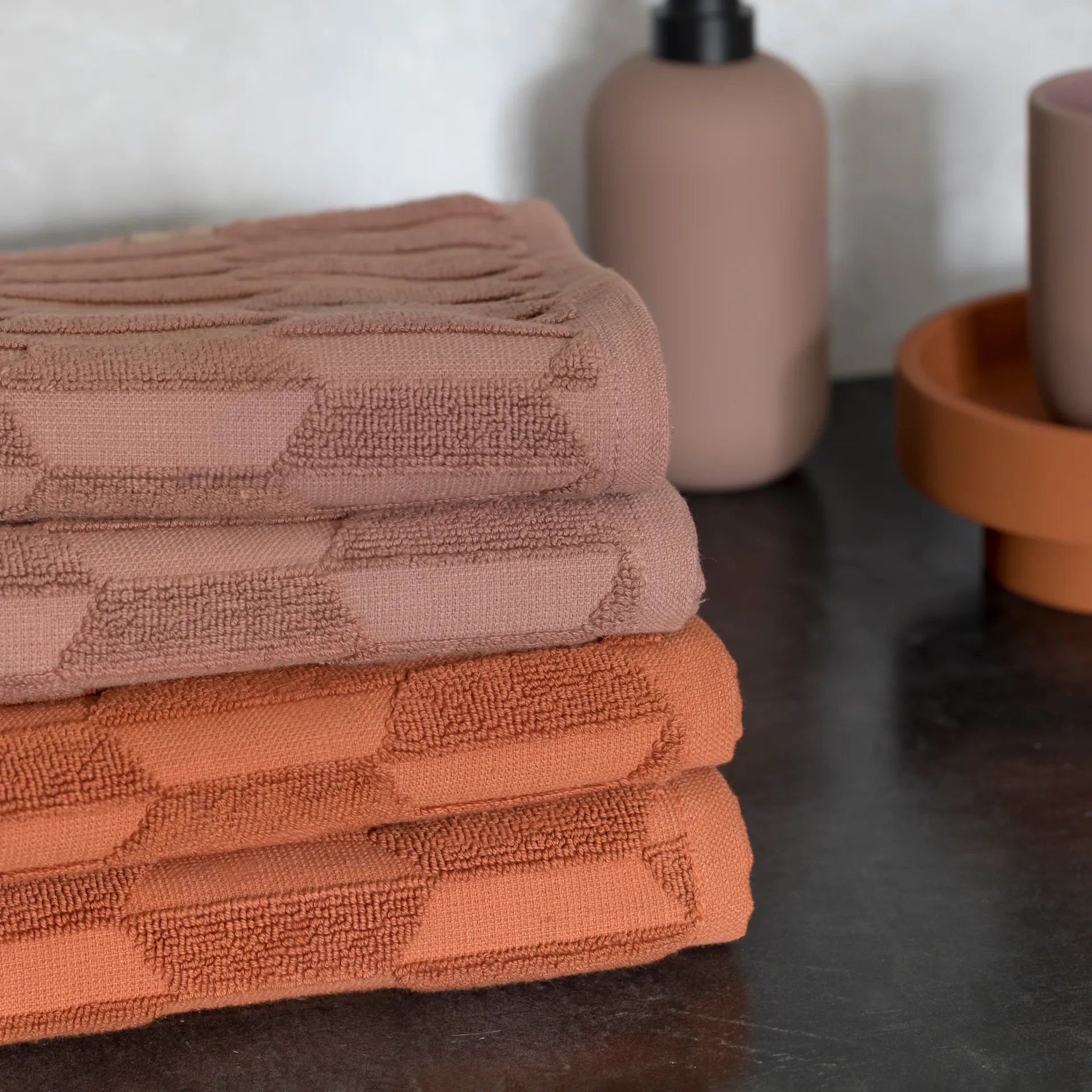 Geo guest towel 2-pack, blush Mette Ditmer