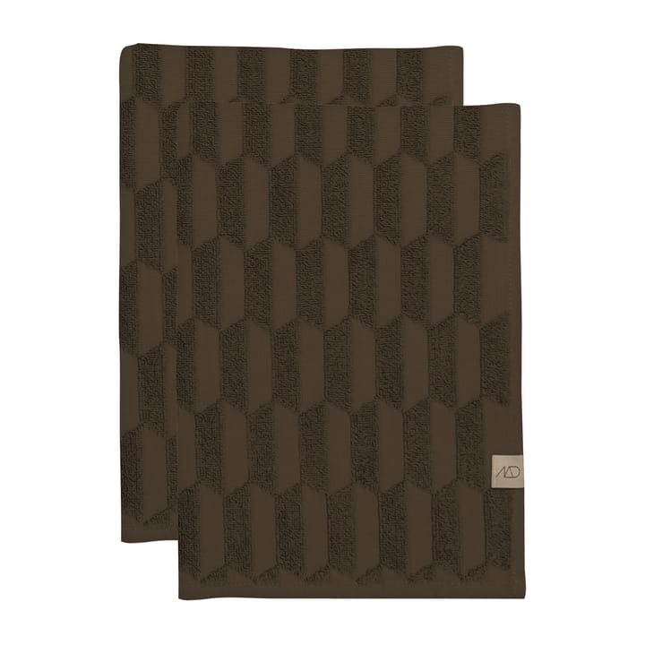 Geo guest towel 2-pack - Chocolate - Mette Ditmer