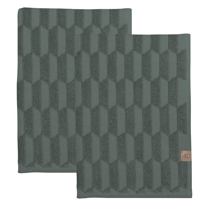 Geo guest towel 2-pack - Pine green - Mette Ditmer