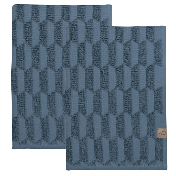 Geo guest towel 2-pack - slate blue - Mette Ditmer
