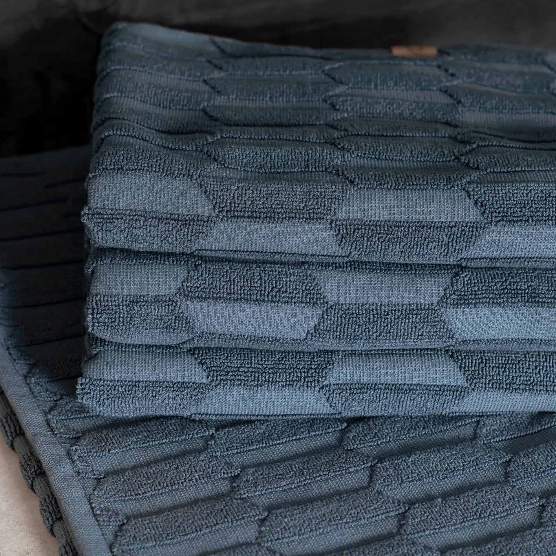 Geo guest towel 2-pack, slate blue Mette Ditmer