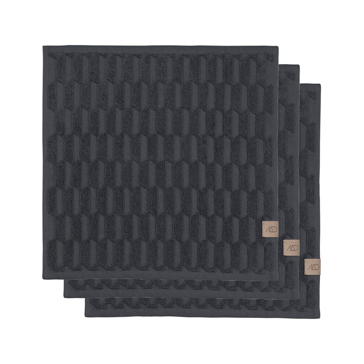 Geo towel 30x30 cm 3-pack - Anthracite - Mette Ditmer