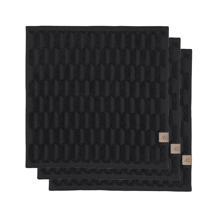 Geo towel 30x30 cm 3-pack - Black - Mette Ditmer